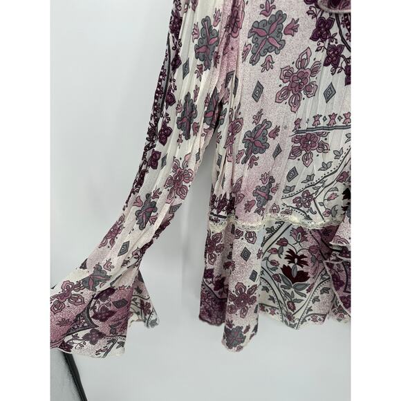 White Stag Women Blouse Purple Button Front Ruffle Pleated 16W Fairy Edwardian - Picture 3 of 8